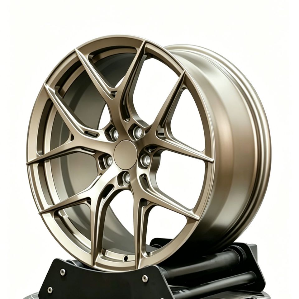 HF-5-style forged wheel in bronze, angled view