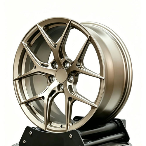 HF-5-style forged wheel in bronze, angled view
