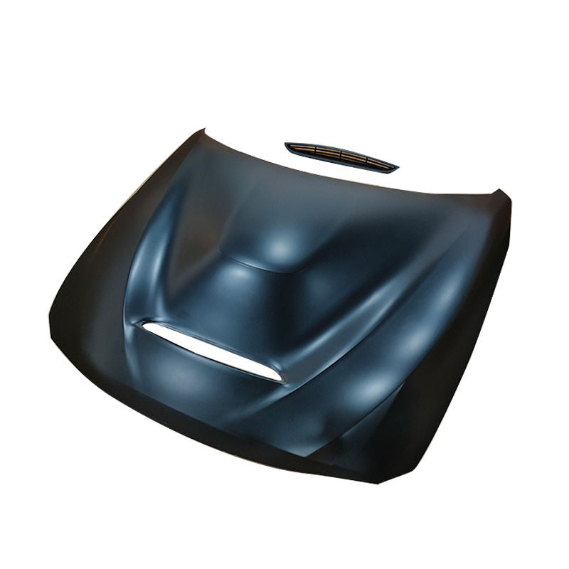 BMW F30 GTS-style vented front hood in iron and aluminum, black finish