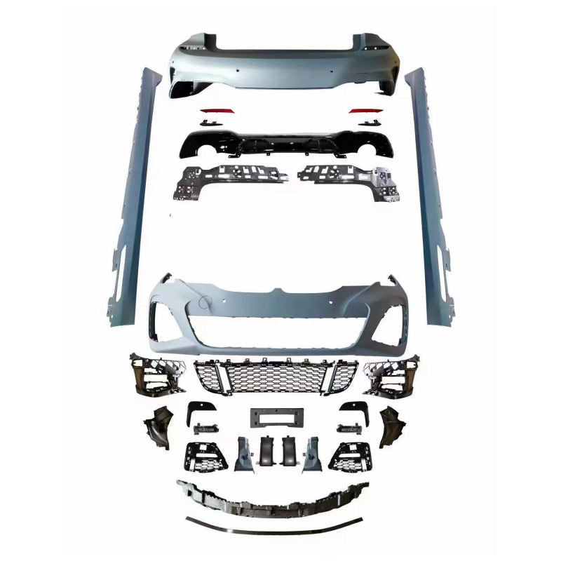 BMW G20 M-Tech full body kit — front and rear bumpers, side skirts, grilles and trim pieces