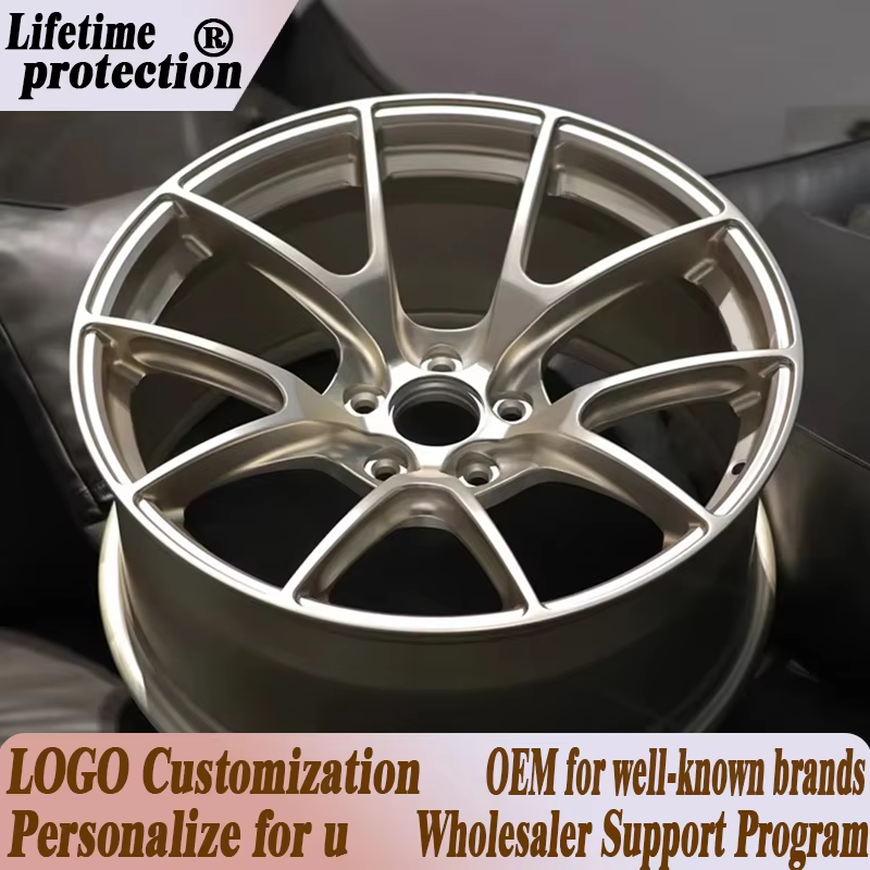 VS-5RS-style forged wheel in dark gold, angled view
