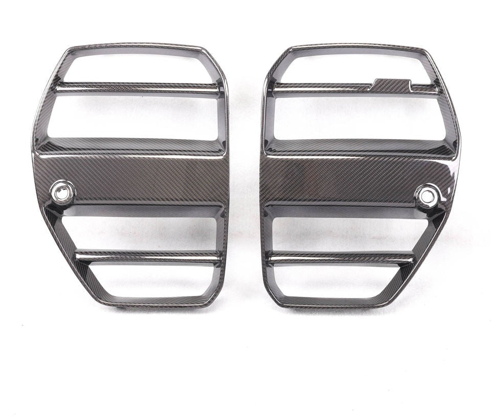 BMW M3/M4 (G80/G82/G83) Dry Carbon Fiber Front Grille Trims — ST Type (2021+)