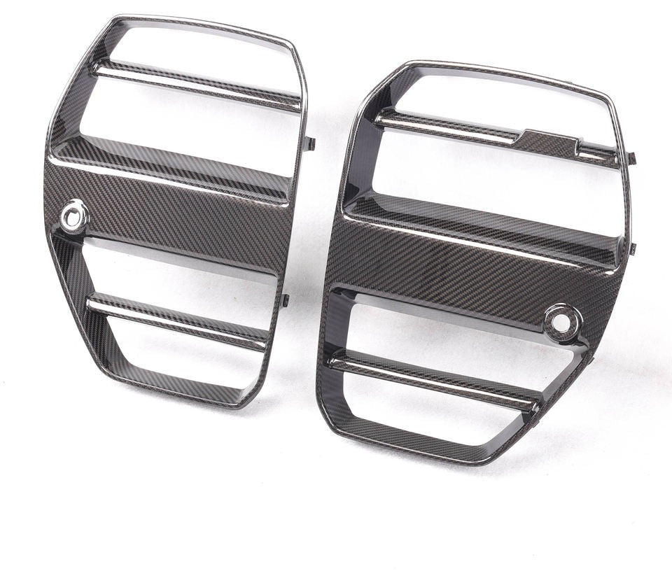 BMW M3/M4 (G80/G82/G83) Dry Carbon Fiber Front Grille Trims — ST Type (2021+)
