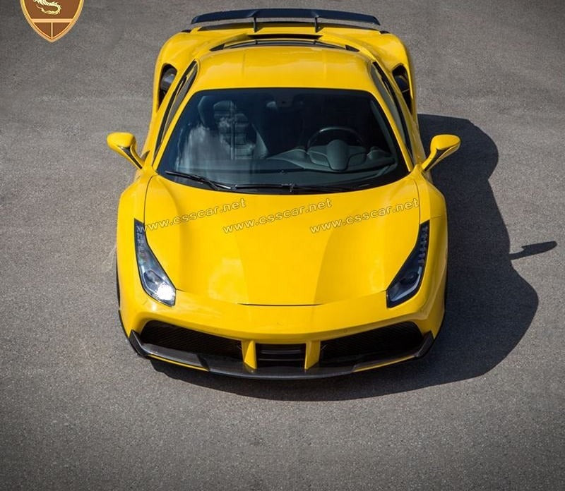 Ferrari 488 Carbon Fiber Body Kit — N Style: Side Skirts, Front Lip, Diffuser, Rear Wing