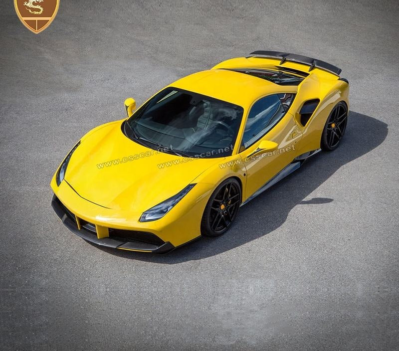 Ferrari 488 Carbon Fiber Body Kit — N Style: Side Skirts, Front Lip, Diffuser, Rear Wing