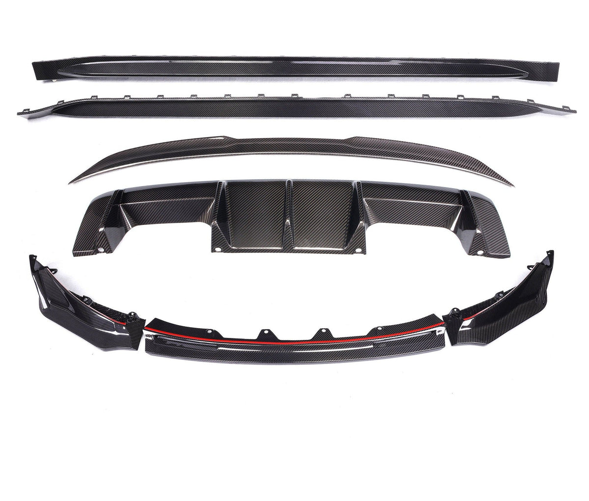 V Style Dry Carbon Fiber Body Kit Front Lip Rear Diffuser Side Skirts Rear Spoiler Performance — for G80/G82