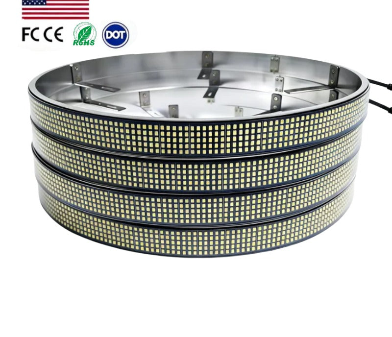 17 Inch 5 Row Outside White LED Wheel Ring Lights USA Stock Ready to Ship 4680 LEDs 288W IP68 RF App Kit