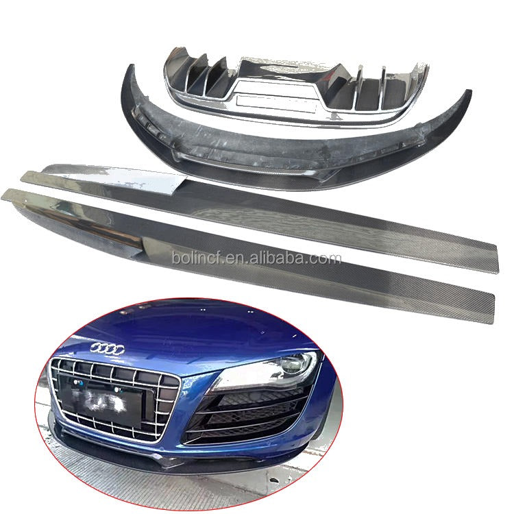 Audi R8 V10 Carbon Fiber Aero Kit — Front Lip, Side Skirts, Diffuser & Spoiler (2007–2014)