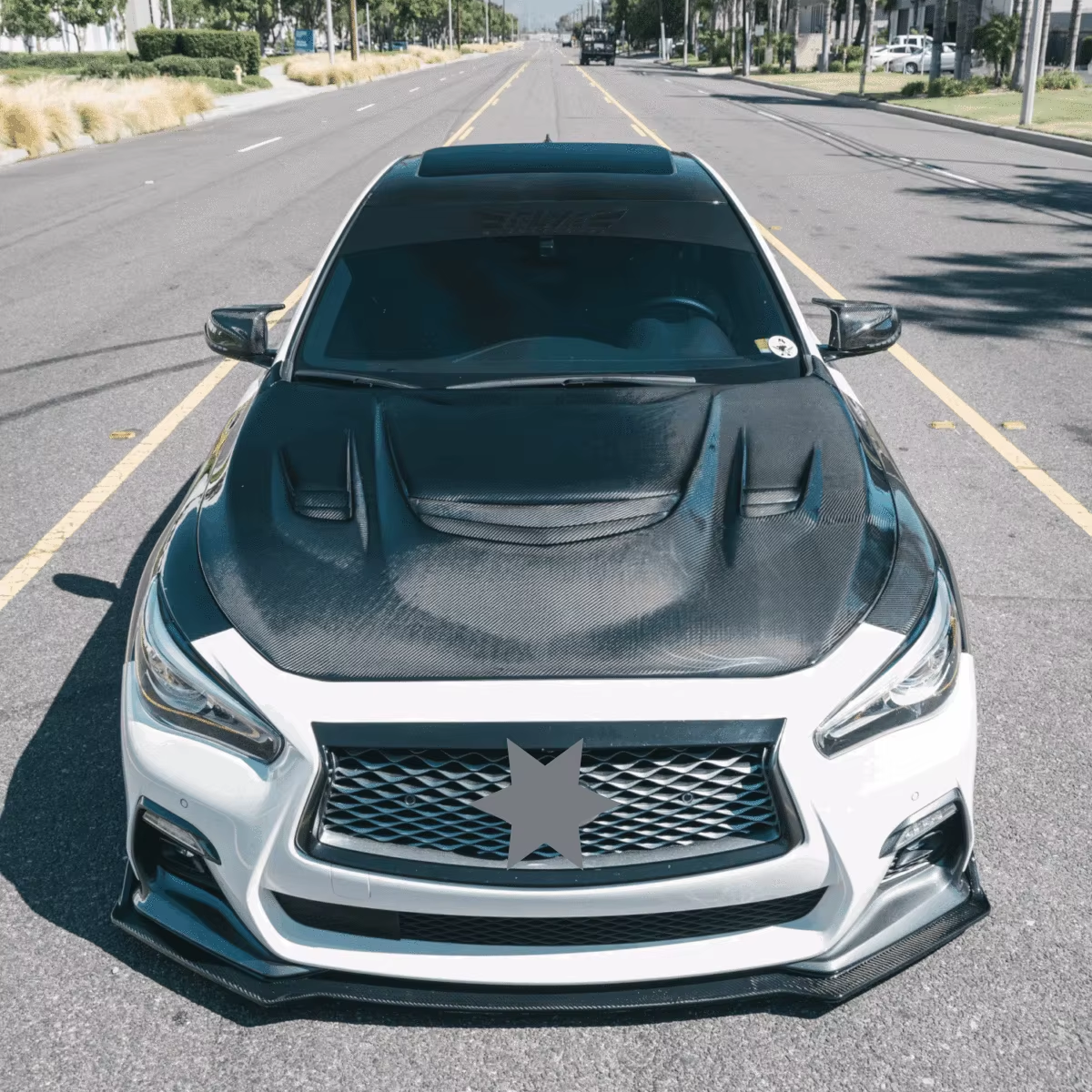 MRD Demon Style V5 Carbon Hood for Infiniti Q50 2014+ Q60 2017+ Demon Style Carbon Fiber Hood Honeycomb