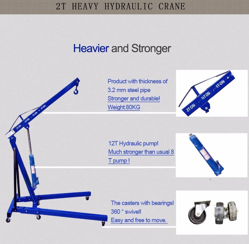 2-ton folding hydraulic engine shop crane (cherry picker)