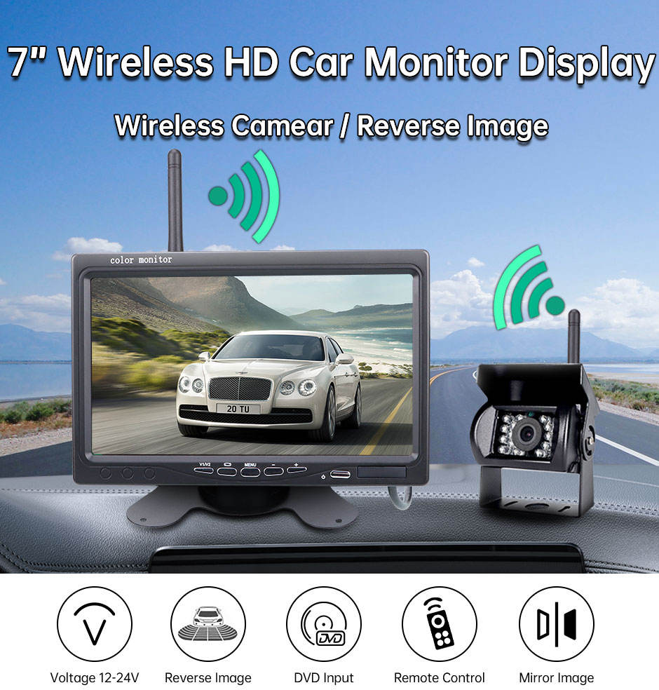 7-inch wireless 720P backup camera kit with night-vision rear camera