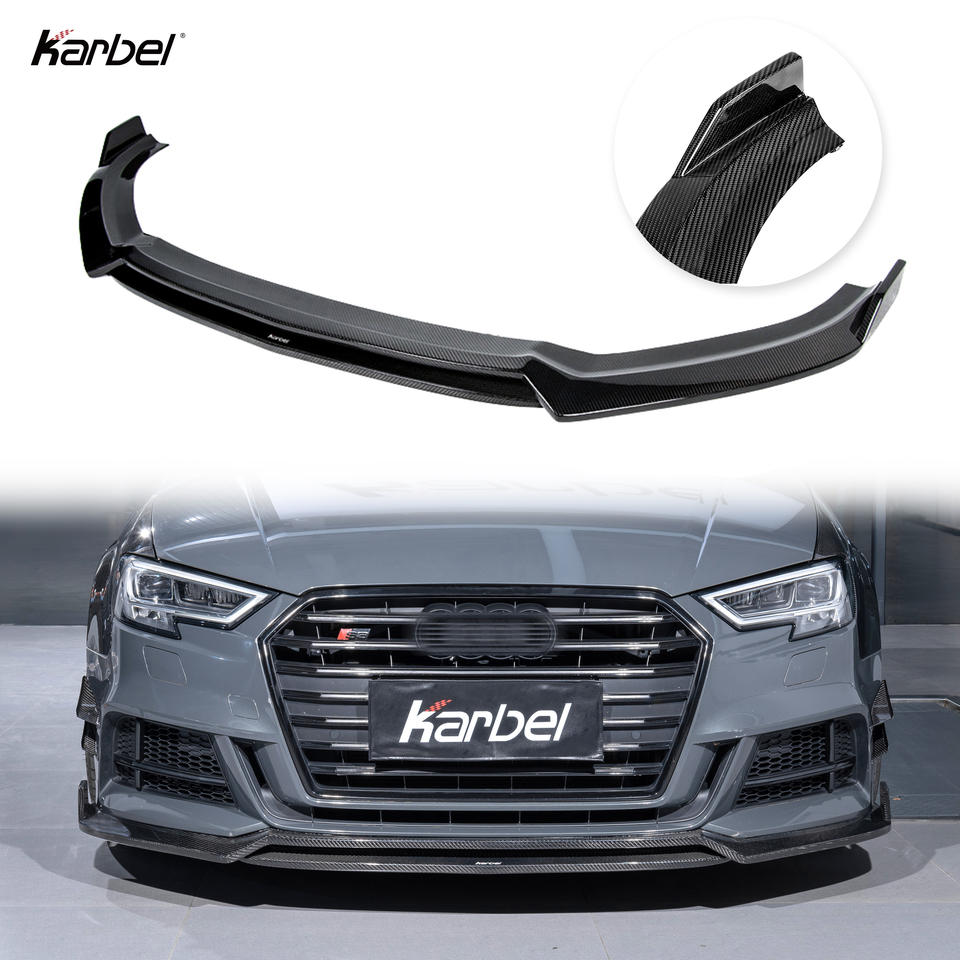 Audi S3/A3 Dry Carbon Fiber Front Bumper Lip — KB Style (2017–2020)