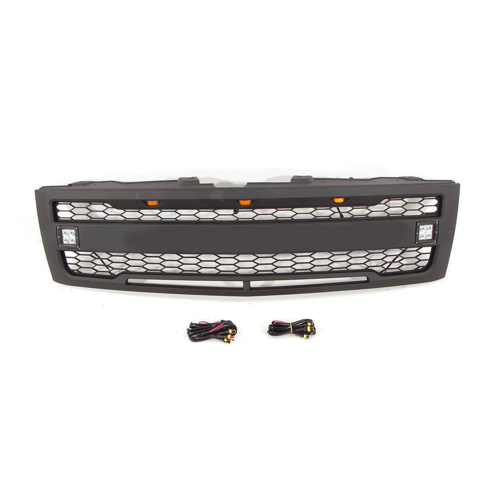 Chevy Silverado raptor style grille with LED lights (2007–2013)