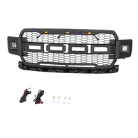 Ford F-150 Raptor style painted black front grille with LED light (2018–2022)