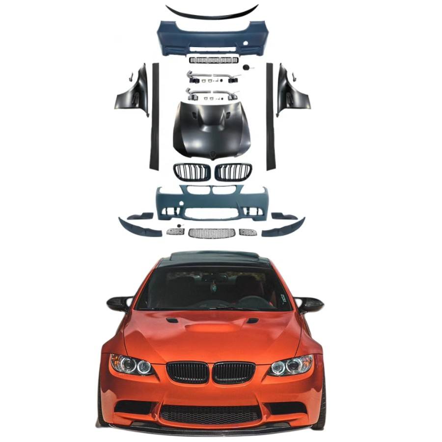 PP+carbon Fiber Tail Throat 2005-2012 Car Bumpers E90 E92 E93 Refitted M3 M4 Body Kit — for 3 Series