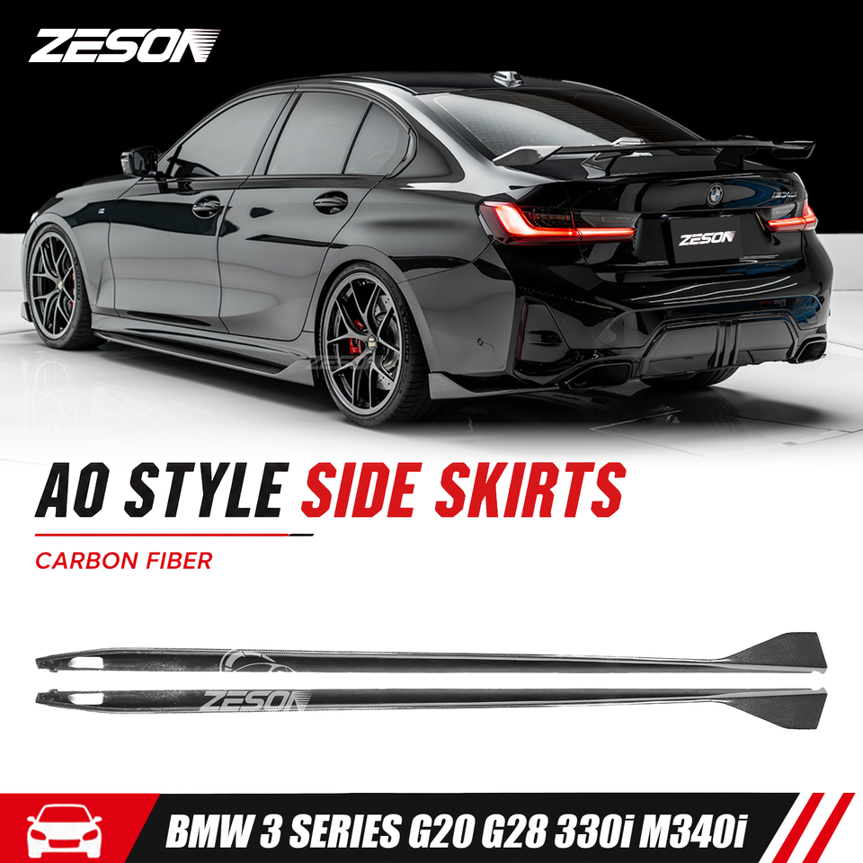 BMW 3 Series (325i/330i/M340i) (G20) Carbon Fiber Side Skirts — AD Style (2019–2023)