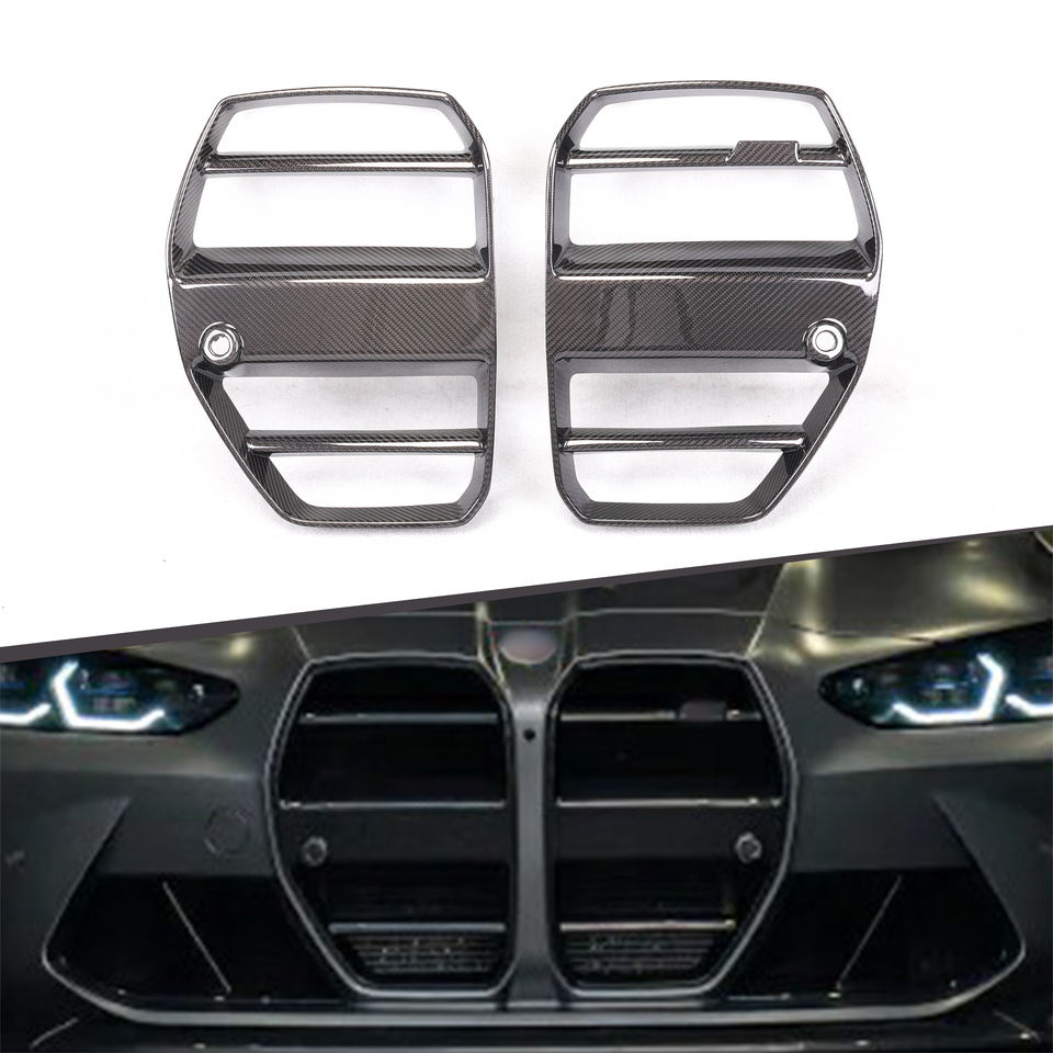 BMW M3/M4 (G80/G82/G83) Dry Carbon Fiber Front Grille Trims — ST Type (2021+)