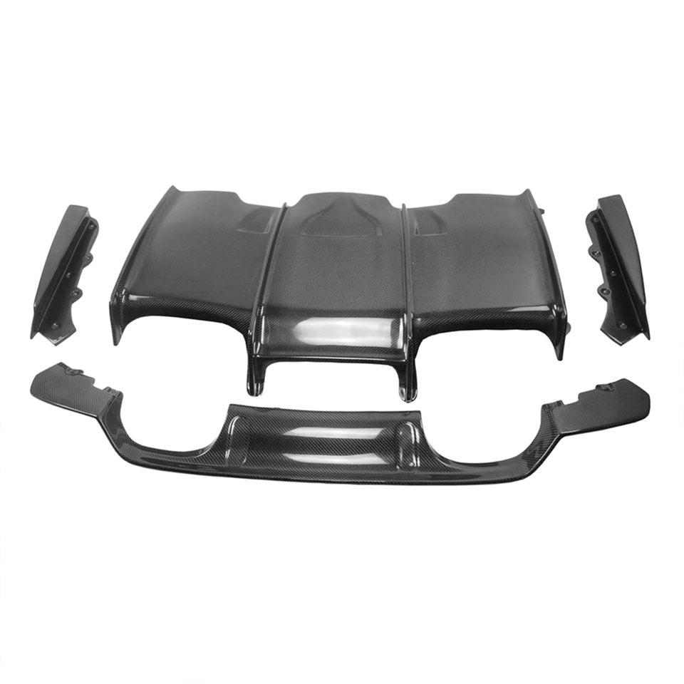 BMW M3/M4 (F80/F82/F83) Carbon Fiber Rear Diffuser — PSM Style, 4-Piece (2014–2019)