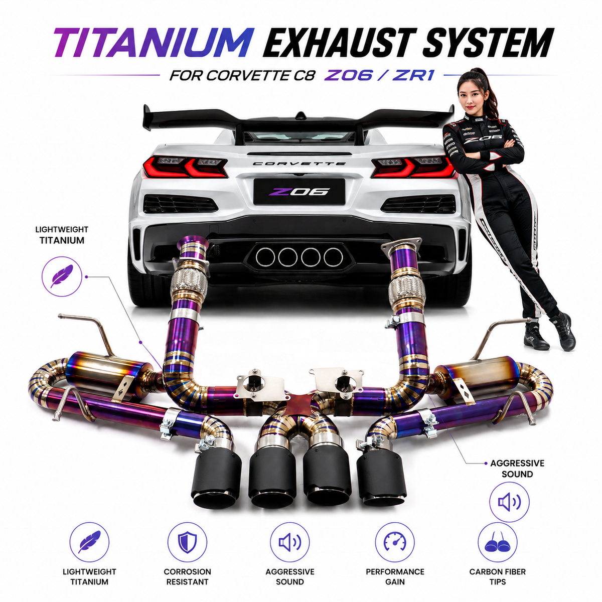 ING Titanium Exhaust System — for C8
