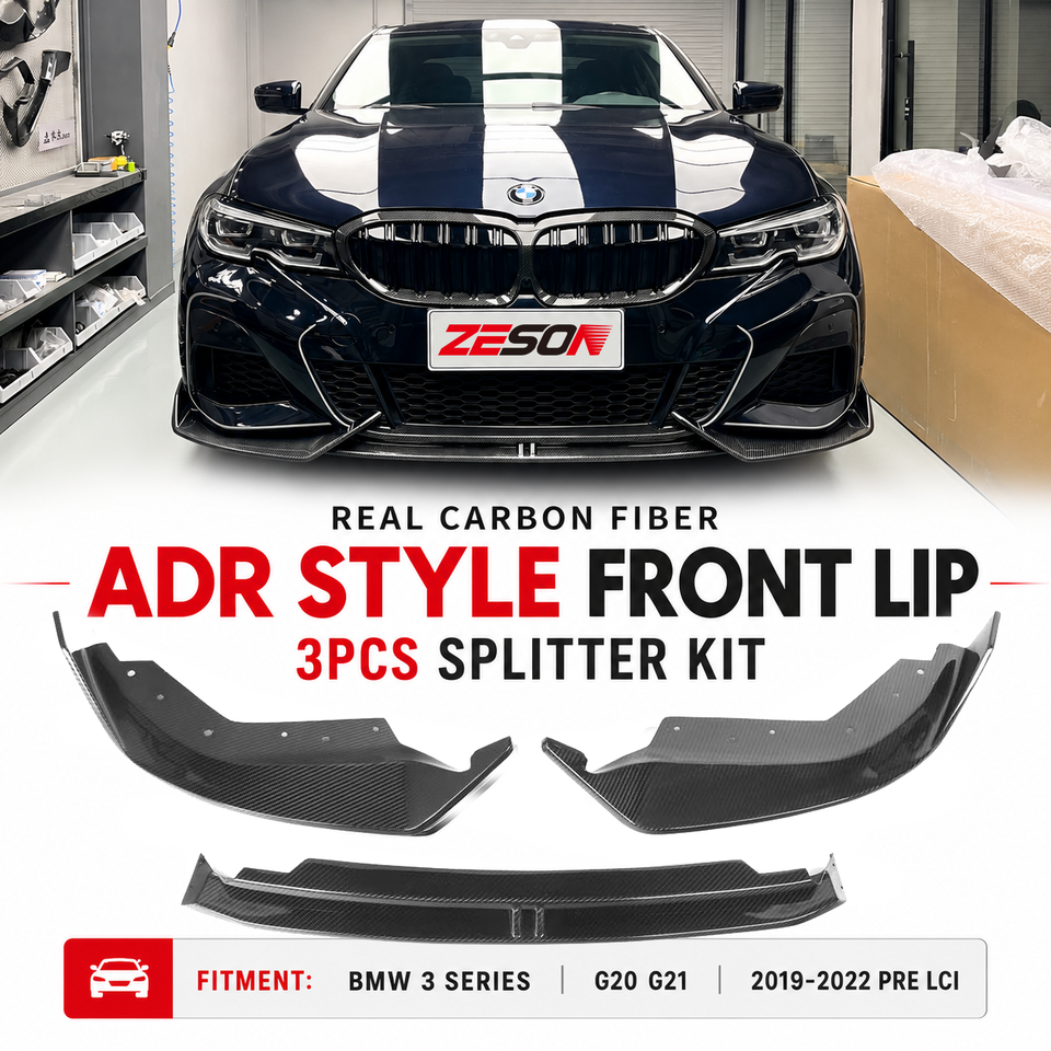 BMW 3 Series Pre-LCI (330i/M340i M Sport) (G20/G28) Carbon Fiber Front Lip — AD Style (2019–2022)