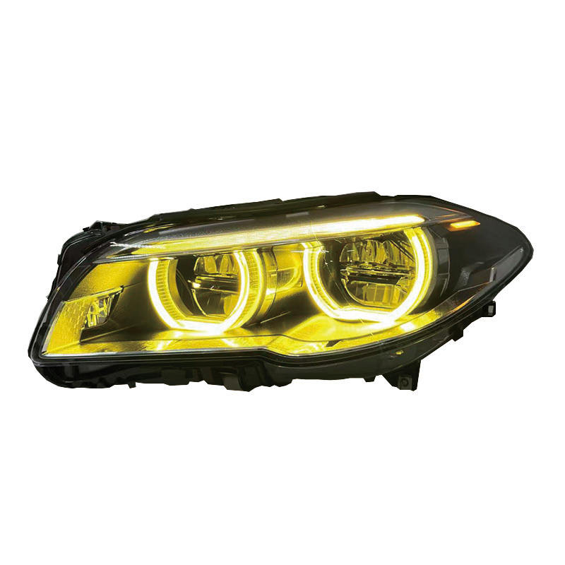BMW 5 Series LED Angel Eye V2 (F10/F18) Headlights — Dual Color White/Yellow DRL Switchback