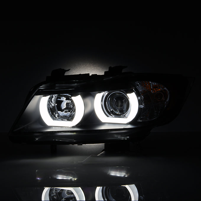 BMW 3 Series/M3 Snake-Eye LED (E90/E91) Headlights — Yellow DRL (2005–2012)