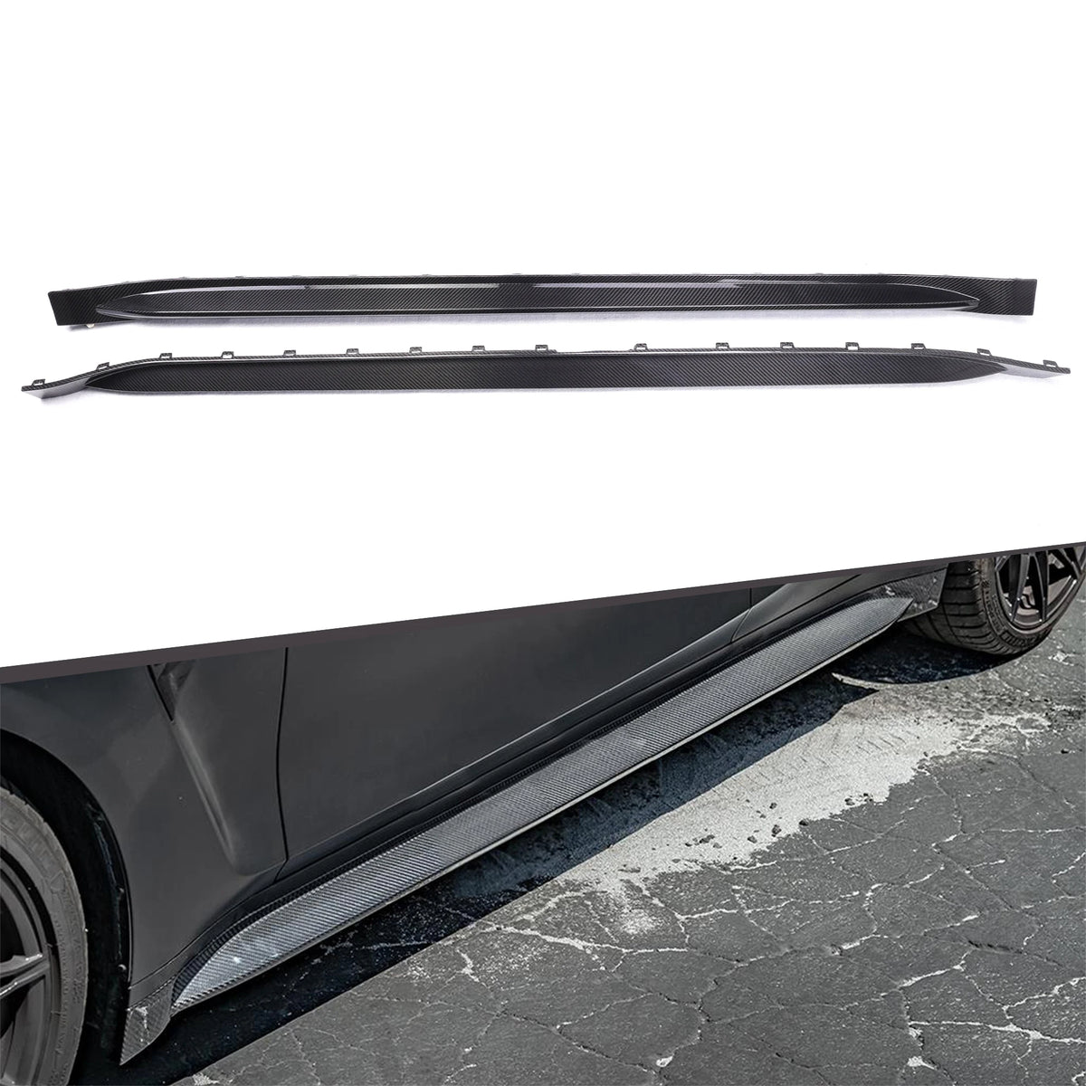 BMW M3/M4 (G80/G82/G83) Dry Carbon Fiber Side Skirts — OEM Style