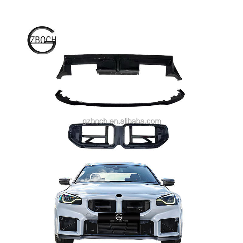 BMW G87 M2 Coupe To Cs Gloss Black Front Lip Spoiler Diffuser Aero Kits Front Grill Front Bumper Lip