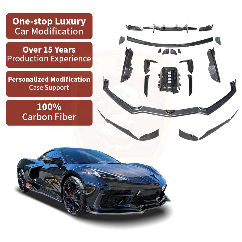 Chevrolet Corvette C8 Oem Carbon Fiber Body Kit Front Splitter Lip Side Skirts Rear Diffuser Wing