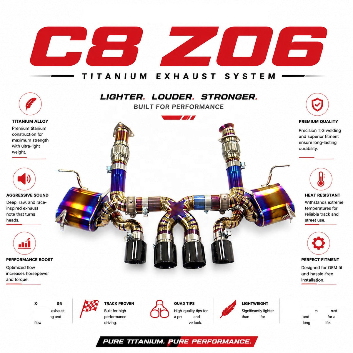 ING New Style Plug and Play Titanium Catback — for 2019–2023 (C8)